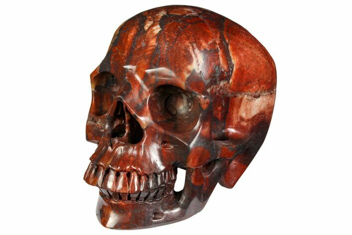 Realistic, Polished Red Picture Jasper Skull #151192